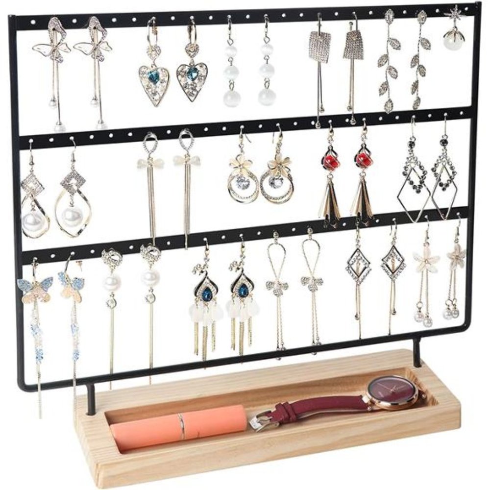 Earring Organizer 3-Tier 75 Holes Jewelry Organizer Display Stand,Metal Holder
